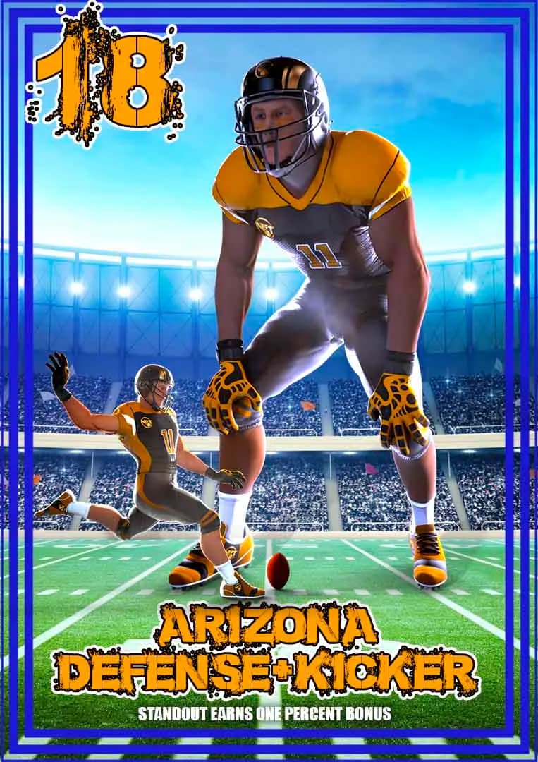 Picture of NFTdraft's season 2 NFT card for the Arizona Defense Kicker with a 18 points usage
